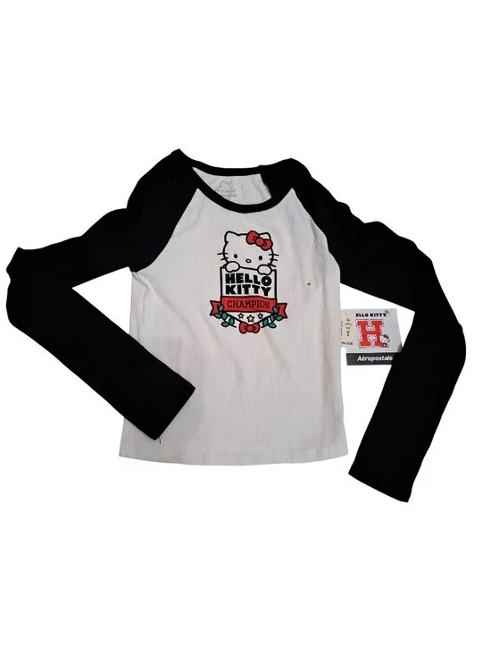 New Hello Kitty Champion Women's Long-Sleeve Raglan T-shirt Aeropostale Size M - Picture 1 of 9